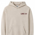 Not By Bread Alone hoodie in sand with Luke 4:4 chest embroidery
