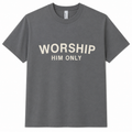 Worship Him Only tee in grey